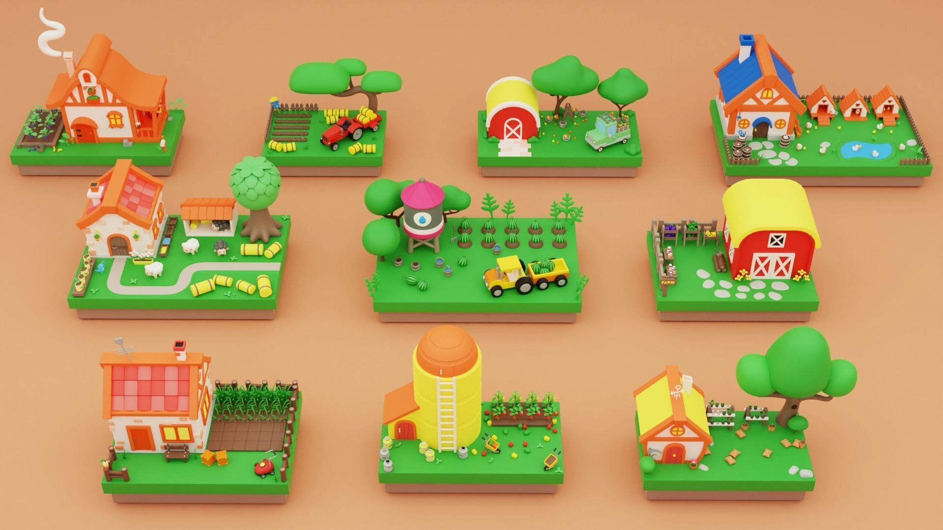 Cartoon Farm Islands Exteriors 2 Low-poly 3D model_2