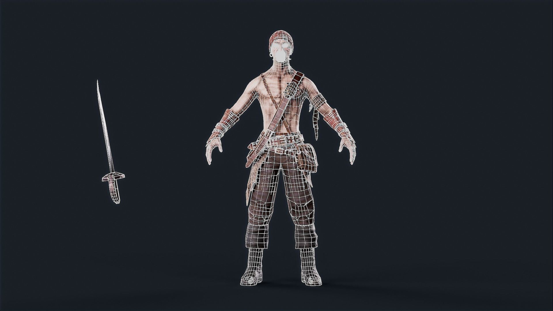 Pirate 1 A pose Low-poly character redy for game Low-poly 3D model_12