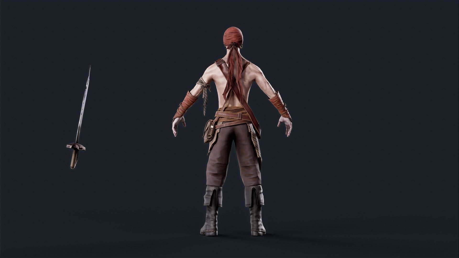 Pirate 1 A pose Low-poly character redy for game Low-poly 3D model_10