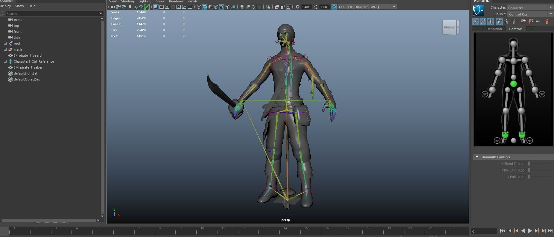 Pirate 1 A pose Low-poly character redy for game Low-poly 3D model_22