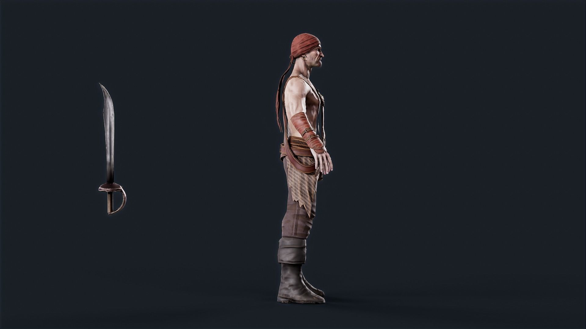 Pirate 1 A pose Low-poly character redy for game Low-poly 3D model_9