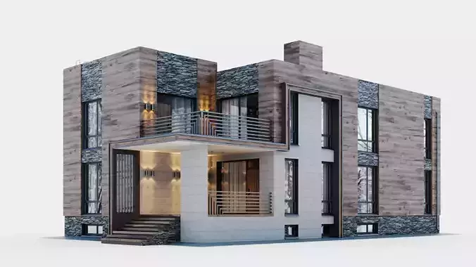 Modern two-story cottage with basement level