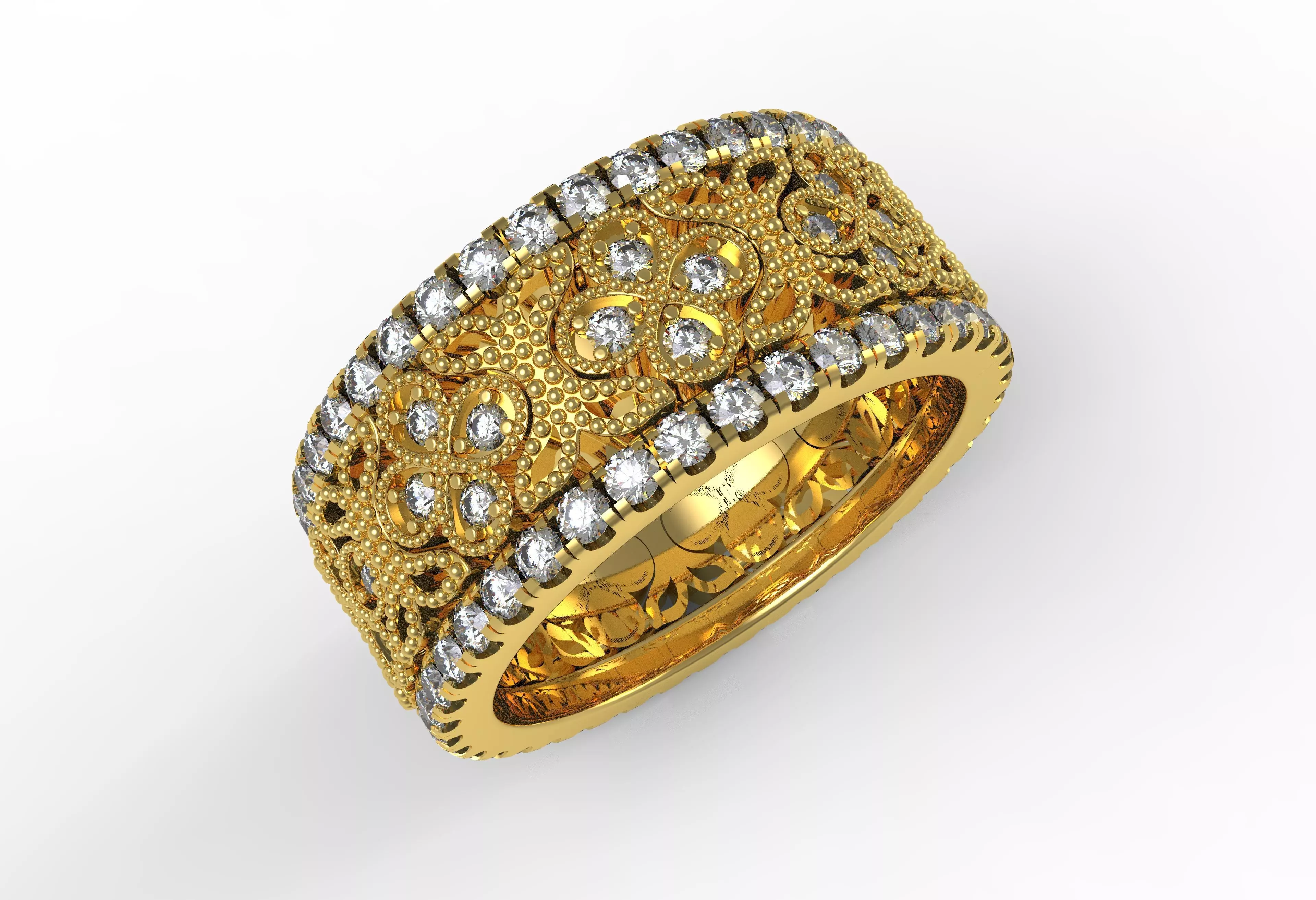 Antique Filigree Design Eternity Band with Wedding Band 3D print model