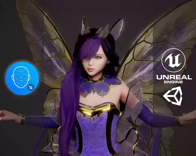 Golden Fairy Low-poly 3D model
