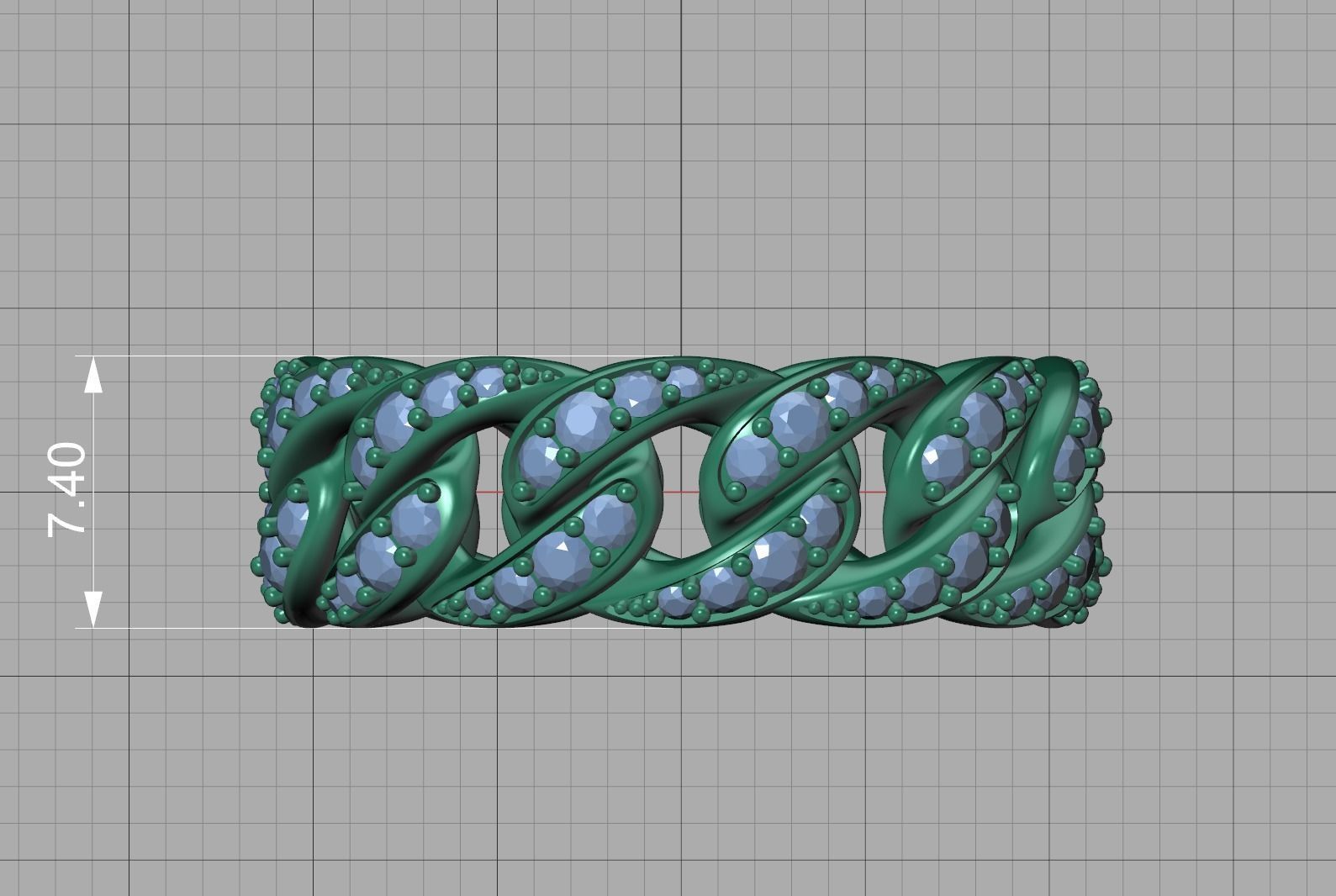 New Diamond Cuban Chain Links Rings 6US and 8US sizes  3D Model Collection_15