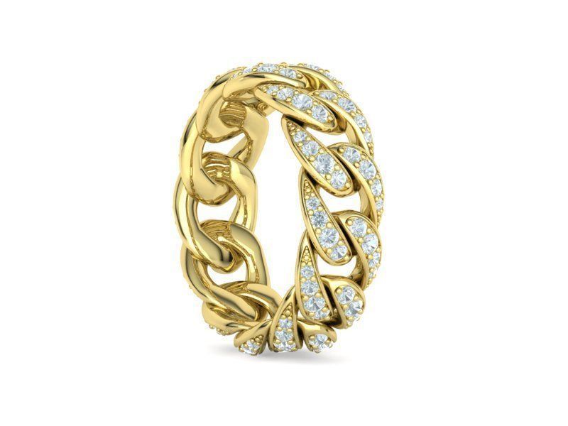 New Diamond Cuban Chain Links Rings 6US and 8US sizes  3D Model Collection_37