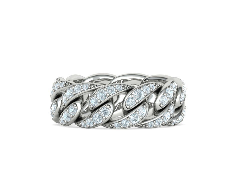 New Diamond Cuban Chain Links Rings 6US and 8US sizes  3D Model Collection_20