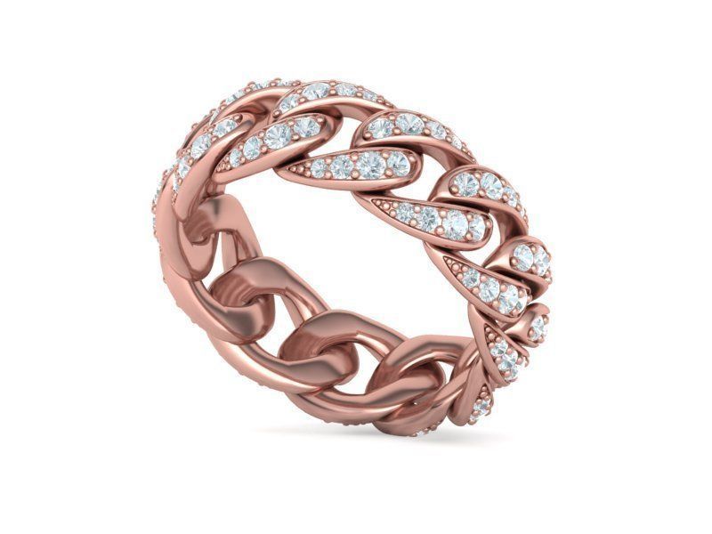 New Diamond Cuban Chain Links Rings 6US and 8US sizes  3D Model Collection_33