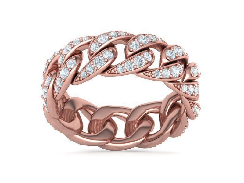 New Diamond Cuban Chain Links Rings 6US and 8US sizes  3D Model Collection_28