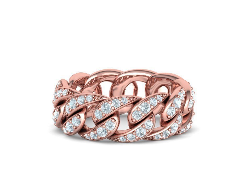 New Diamond Cuban Chain Links Rings 6US and 8US sizes  3D Model Collection_21
