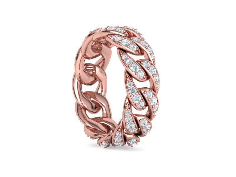 New Diamond Cuban Chain Links Rings 6US and 8US sizes  3D Model Collection_32