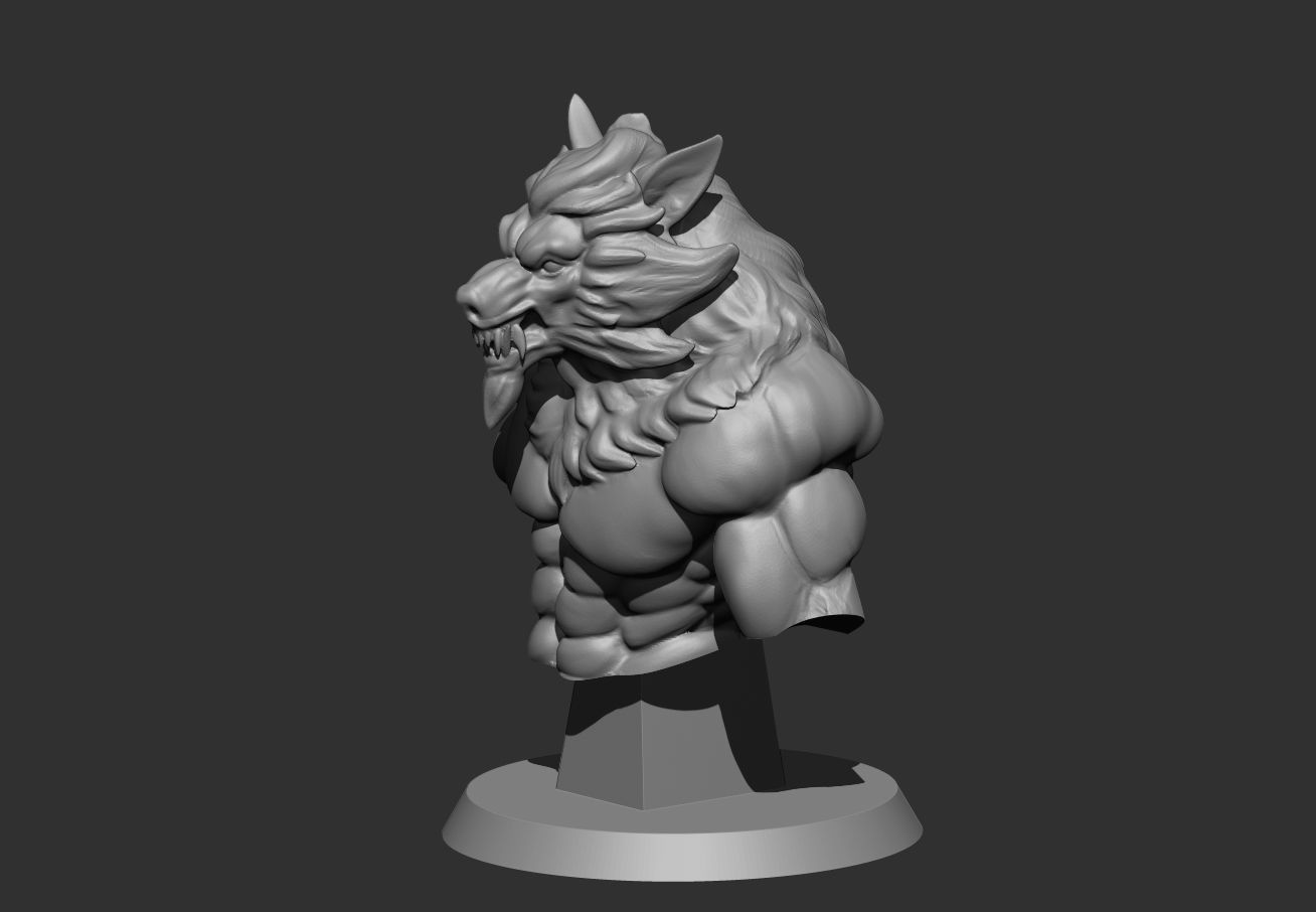 Werwolf Bust  3D print model_2