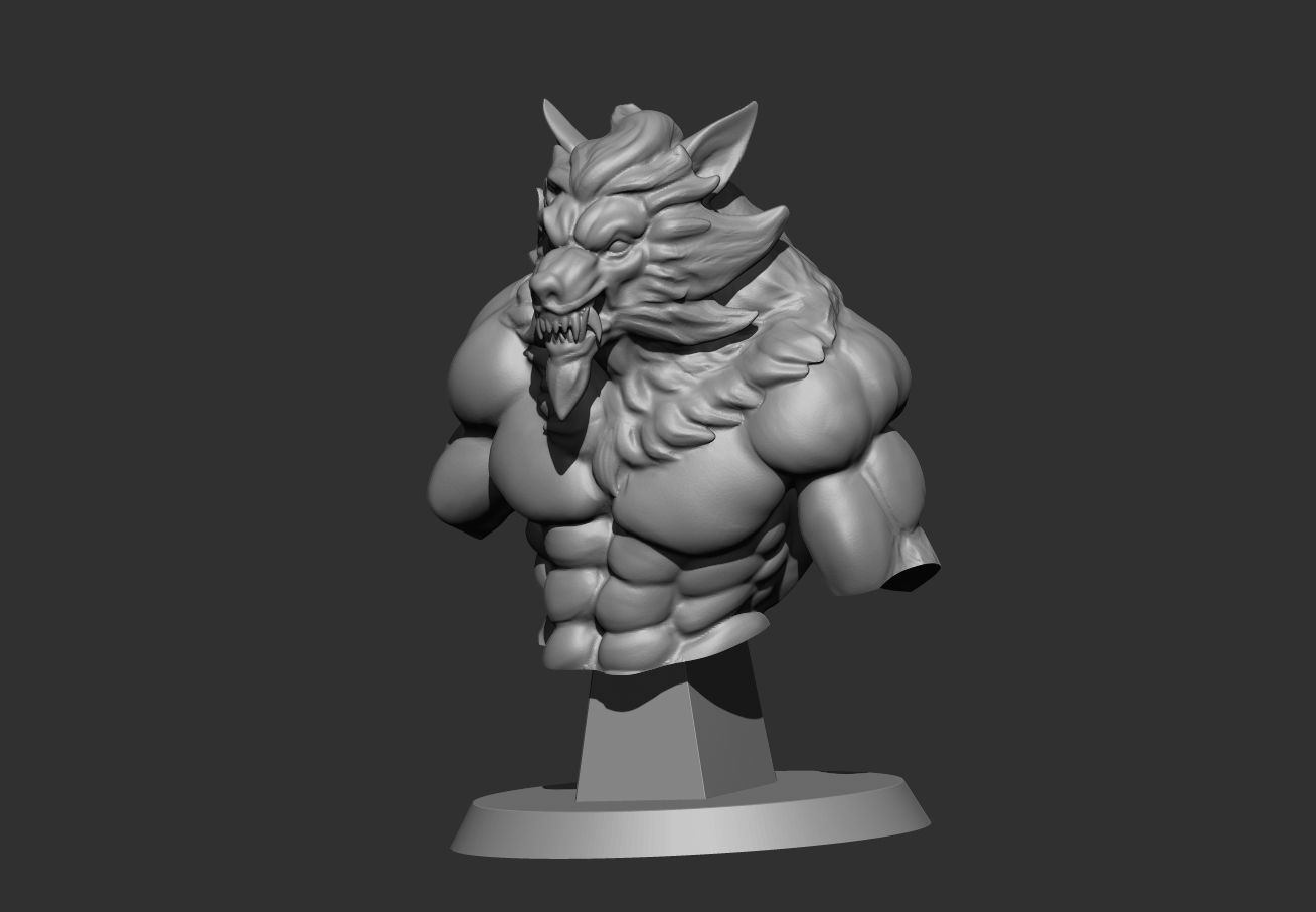 Werwolf Bust  3D print model_7