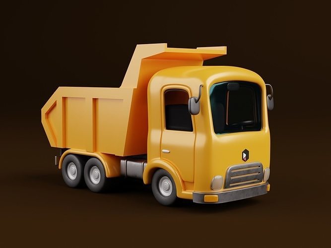 Stylized Cartoon Rigged   Dump Truck 3D model
