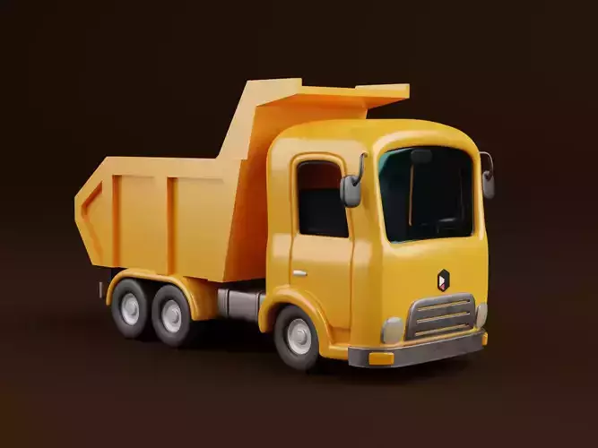 Stylized Cartoon Rigged   Dump Truck
