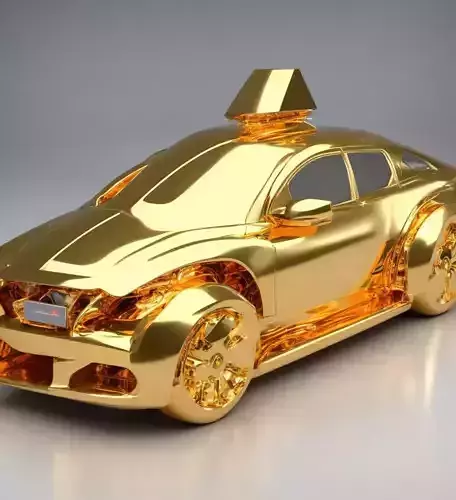 3d golden car