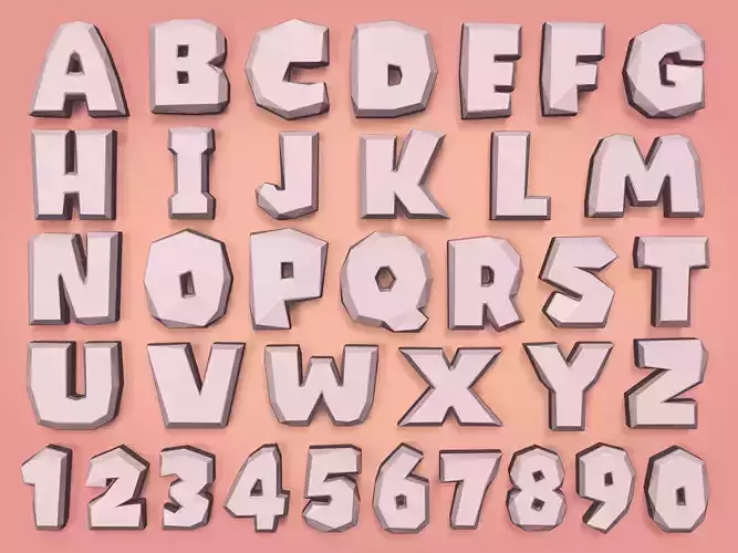 Polygonal LowPoly Cartoon Alphabet  Low-poly 3D model