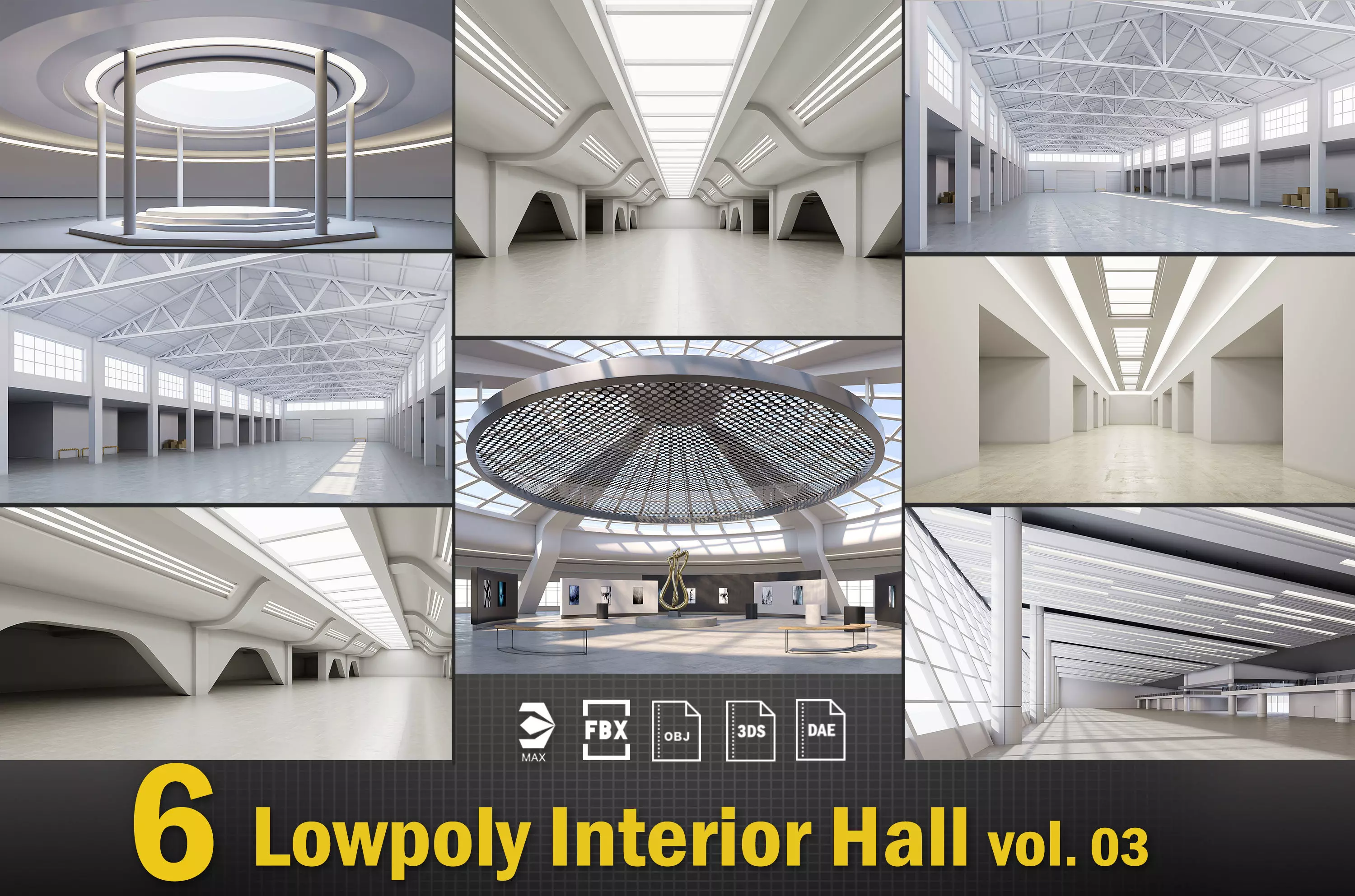 6 low poly interior hall Vol 3 3D Model Collection_0