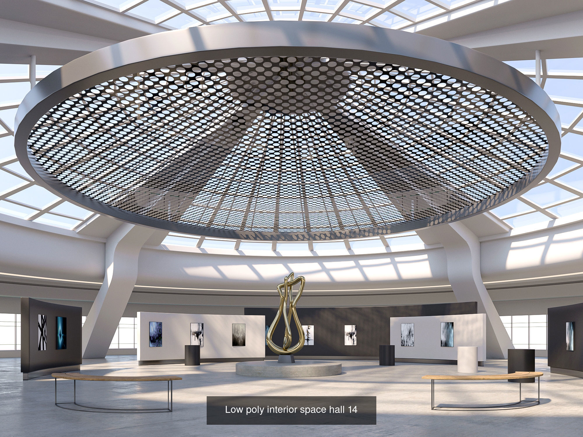 6 low poly interior hall Vol 3 3D Model Collection_1