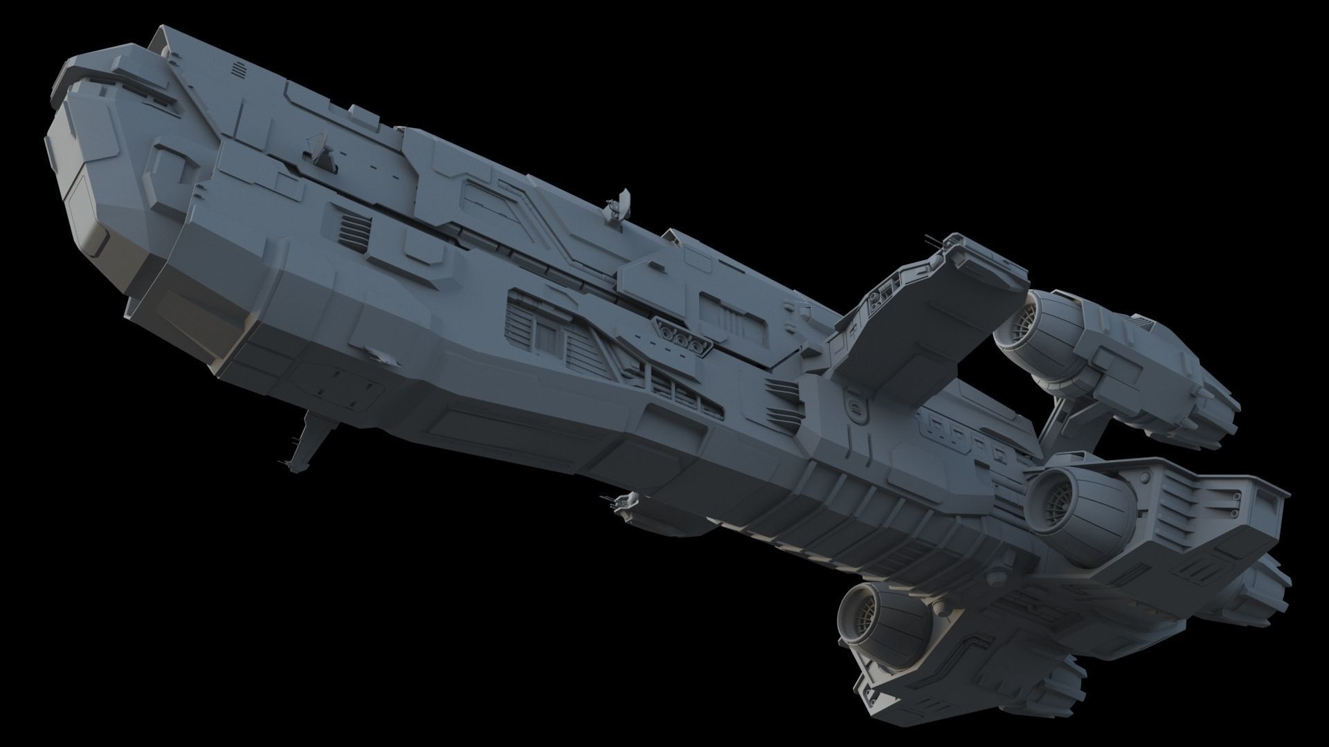 Spaceship - Sci Fi  Transport Ship 3D model_10