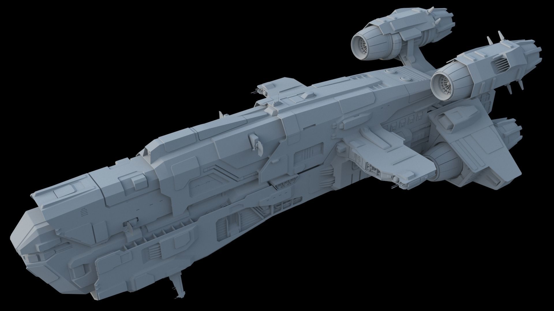 Spaceship - Sci Fi  Transport Ship 3D model_9
