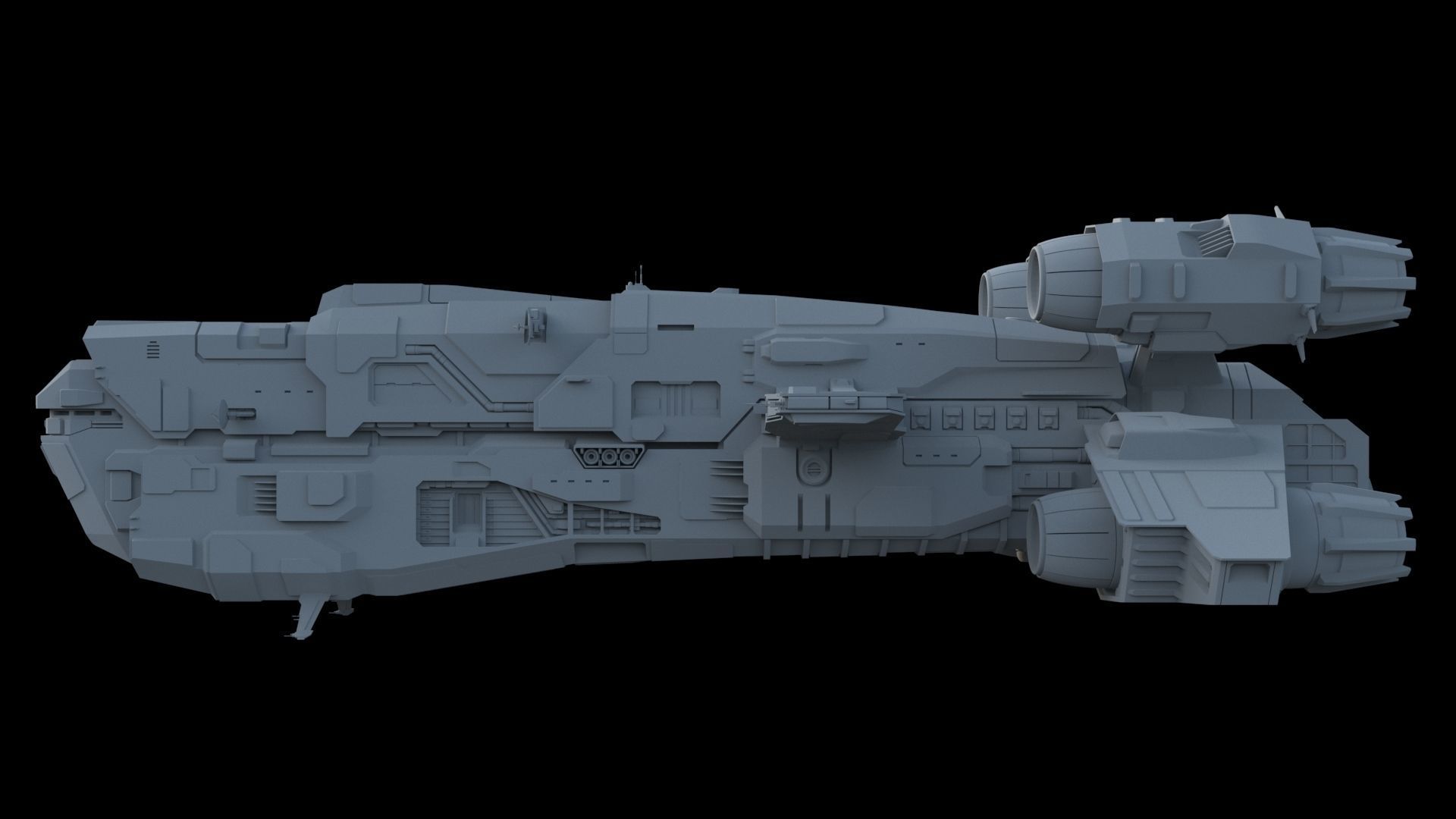 Spaceship - Sci Fi  Transport Ship 3D model_2