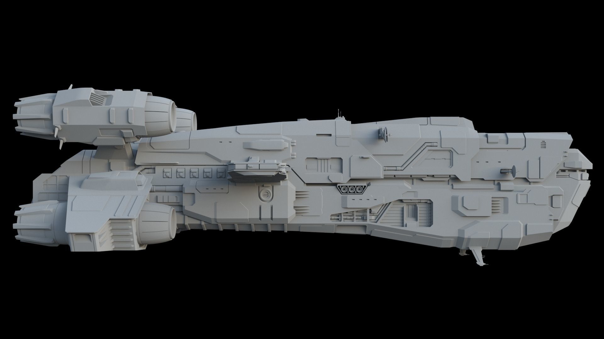 Spaceship - Sci Fi  Transport Ship 3D model_1