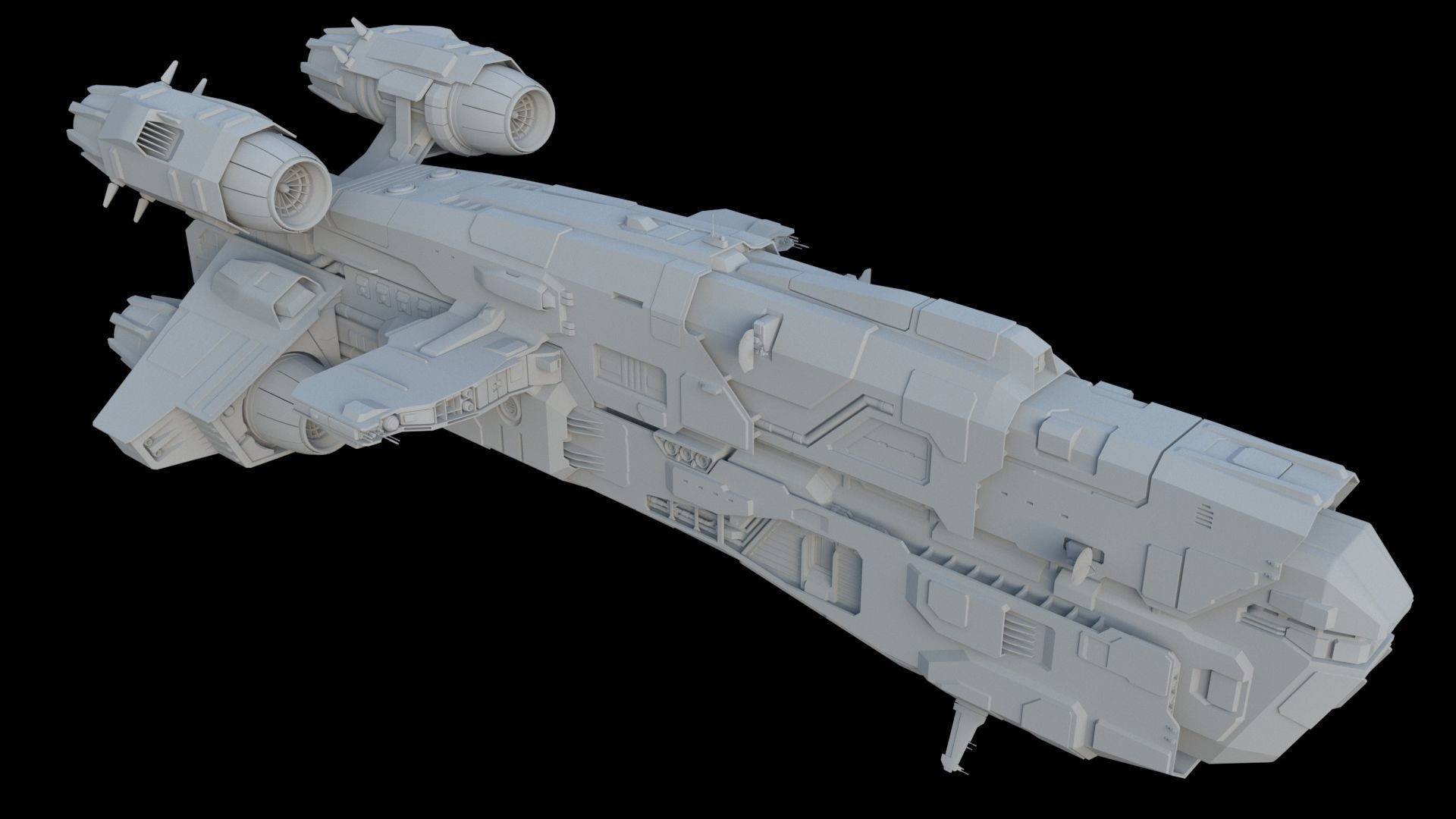 Spaceship - Sci Fi  Transport Ship 3D model_7