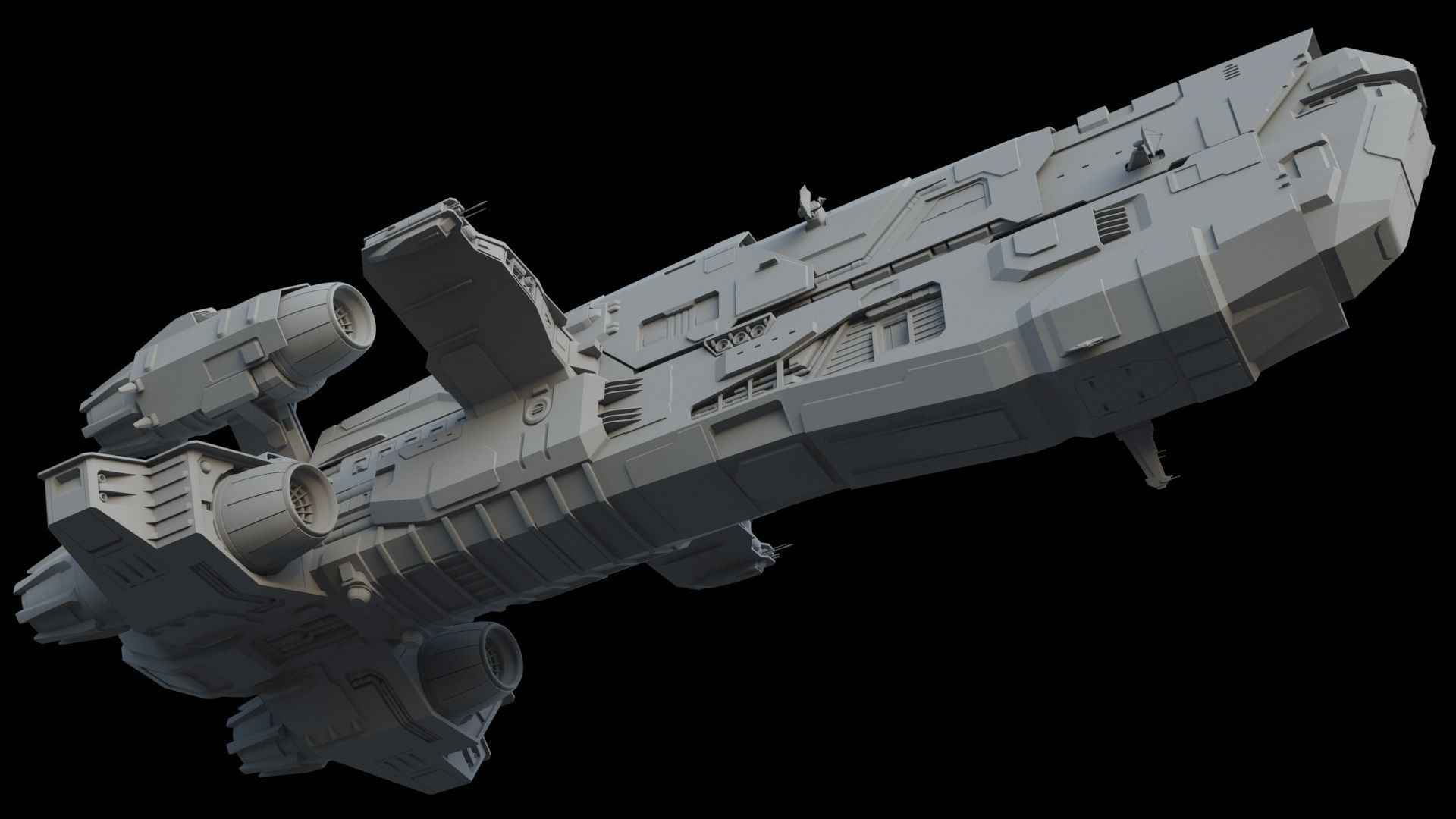 Spaceship - Sci Fi  Transport Ship 3D model_8