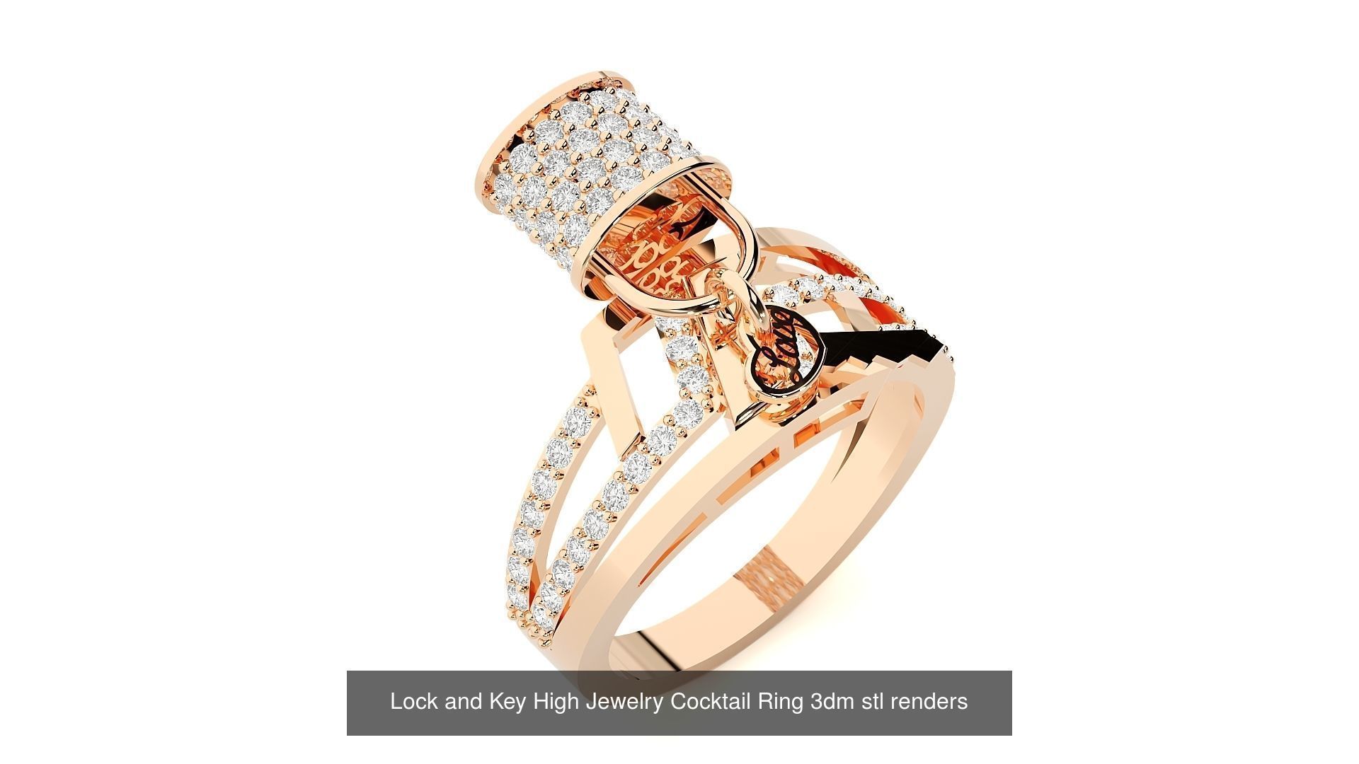 7 Diamond Key Pendant and 1 Ring renders 3dm 3D Model Collection_3