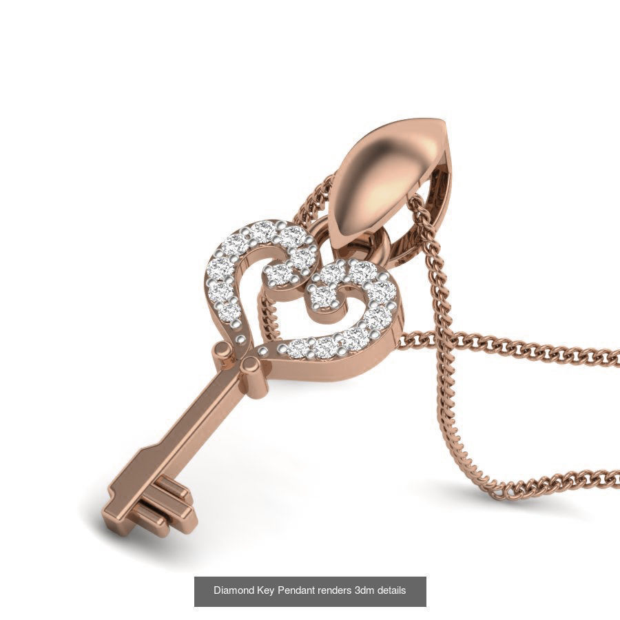 7 Diamond Key Pendant and 1 Ring renders 3dm 3D Model Collection_8