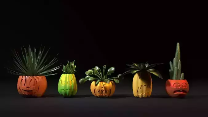 Pumpkin pots set 3D print model