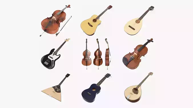 String musical instrument pack 01 3D Model Collection