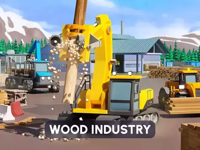 Wood Industry Low-poly 3D model
