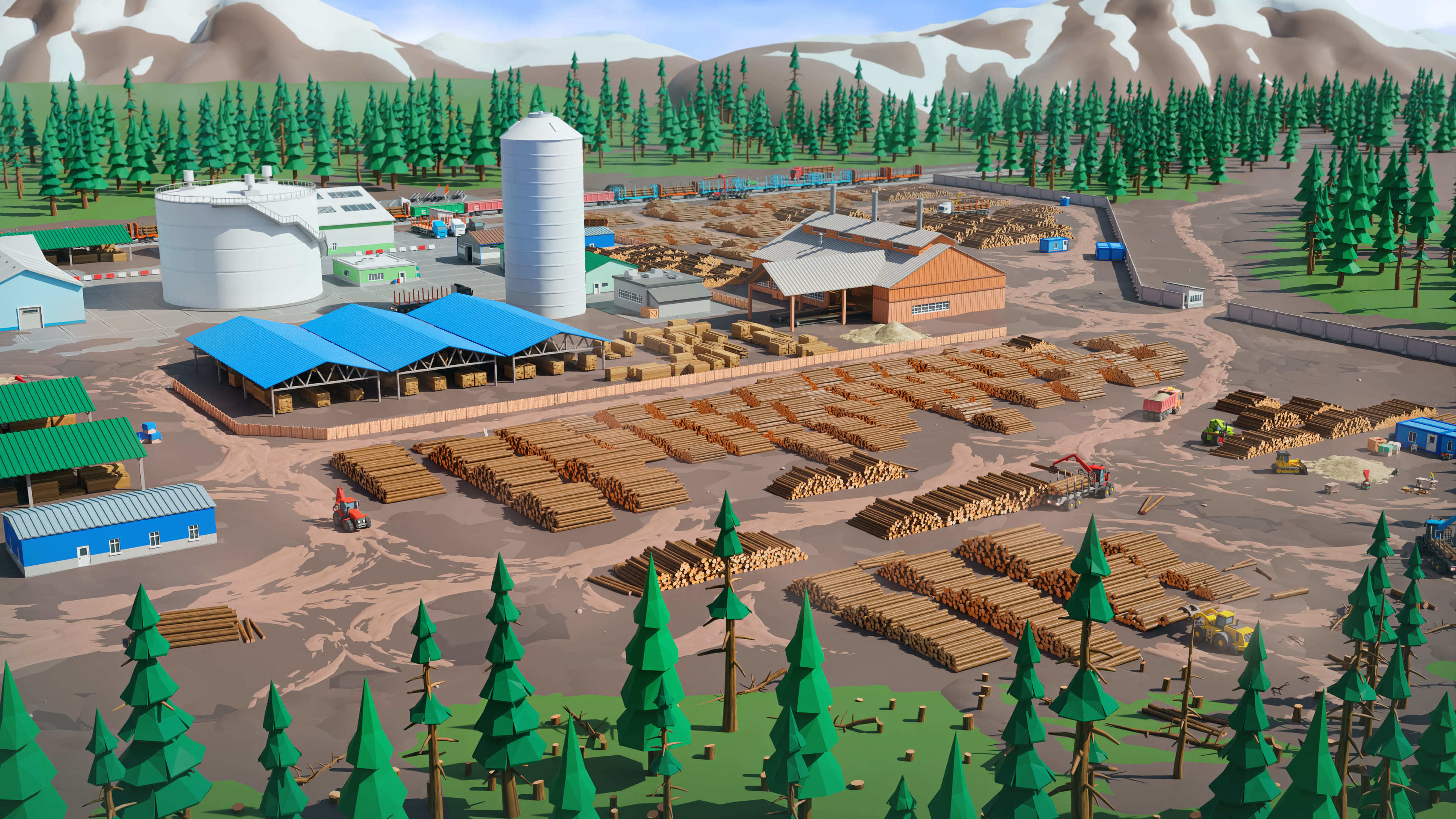 Wood Industry Low-poly 3D model_35