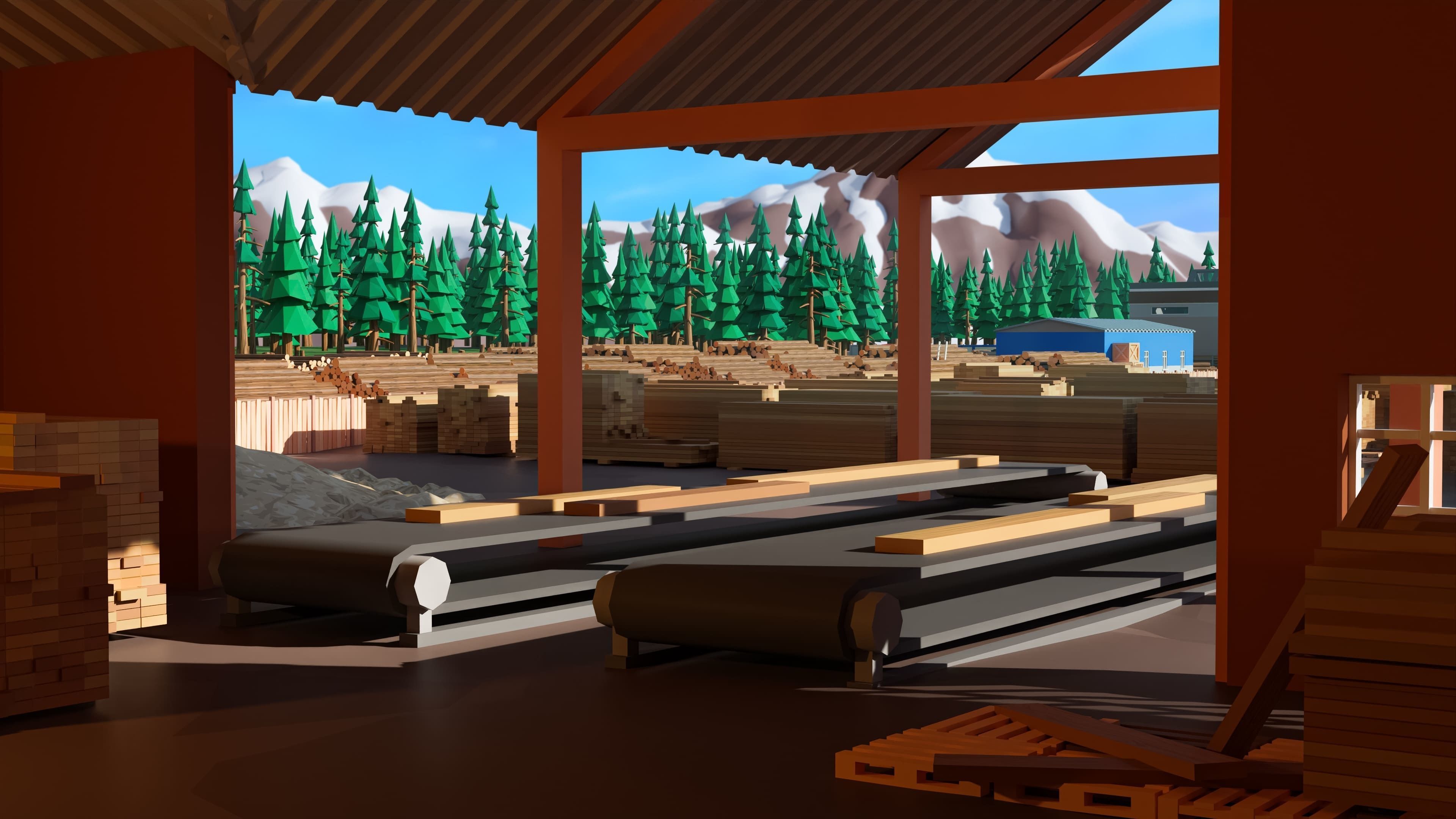 Wood Industry Low-poly 3D model_28