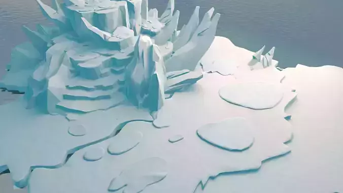 Cartoon Iceberg  Ice Cave sea surface  Snow Mountain