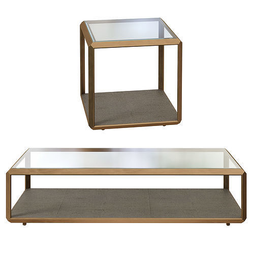 Coco Republic Max Glass console side table and coffee tables 3D model