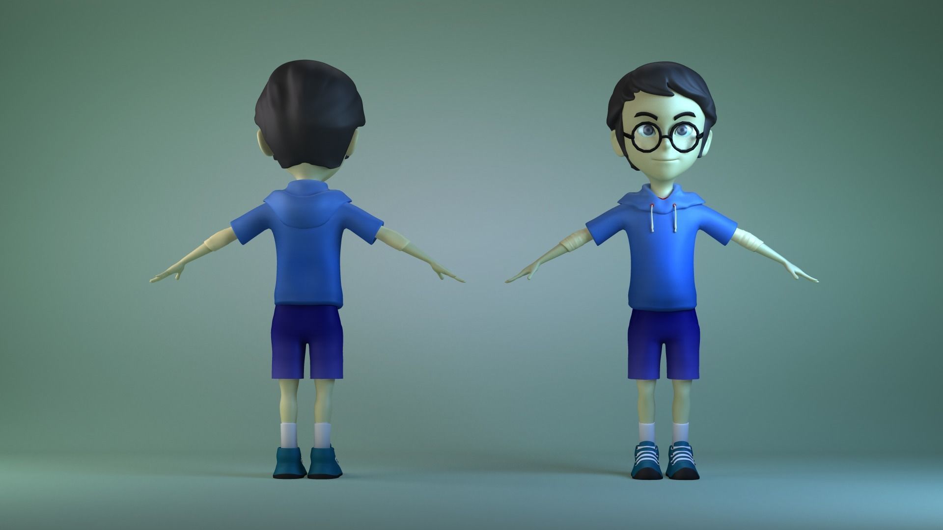 Animated characters schoolchildren little boys 3D model_2