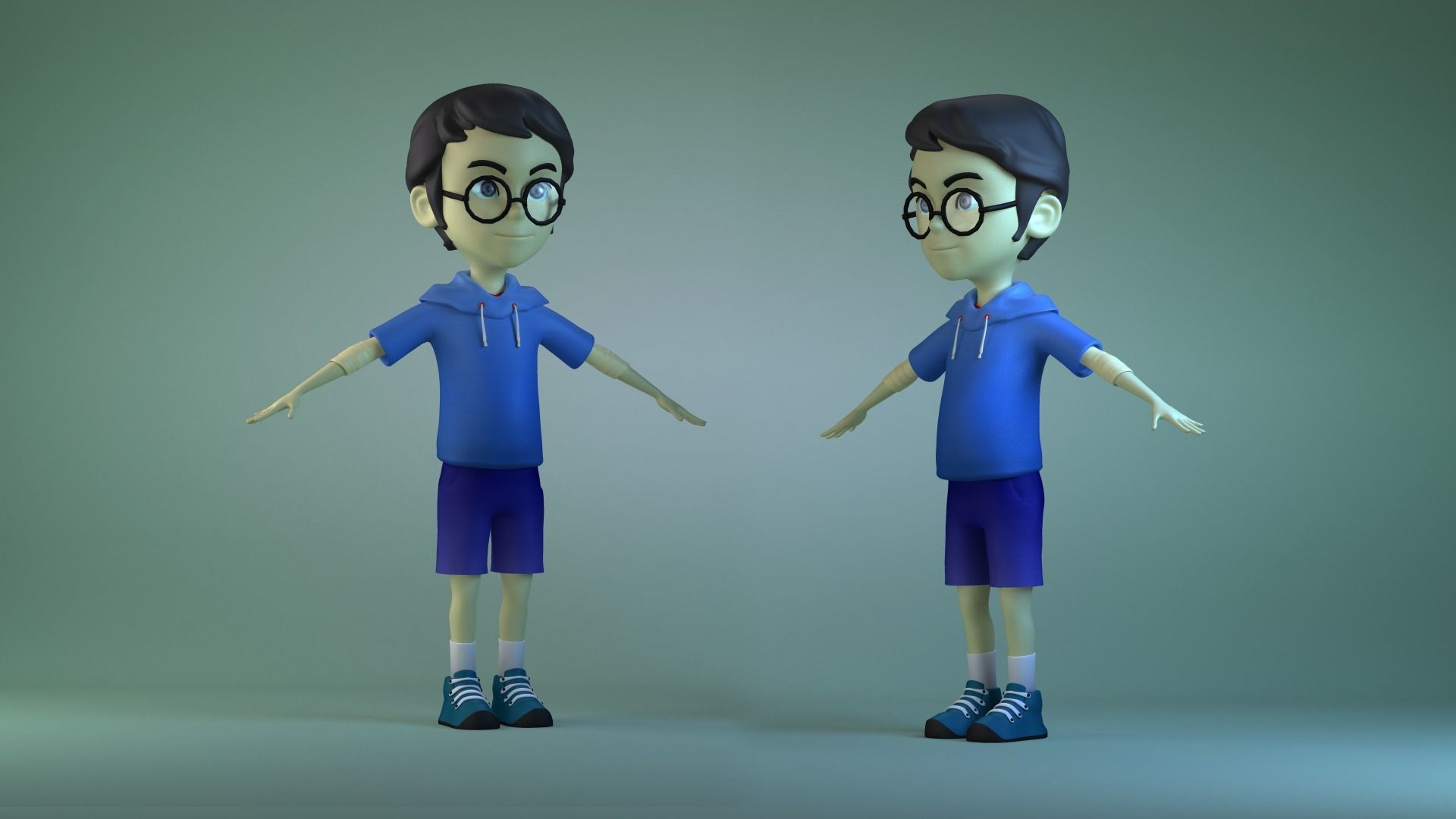 Animated characters schoolchildren little boys 3D model_3