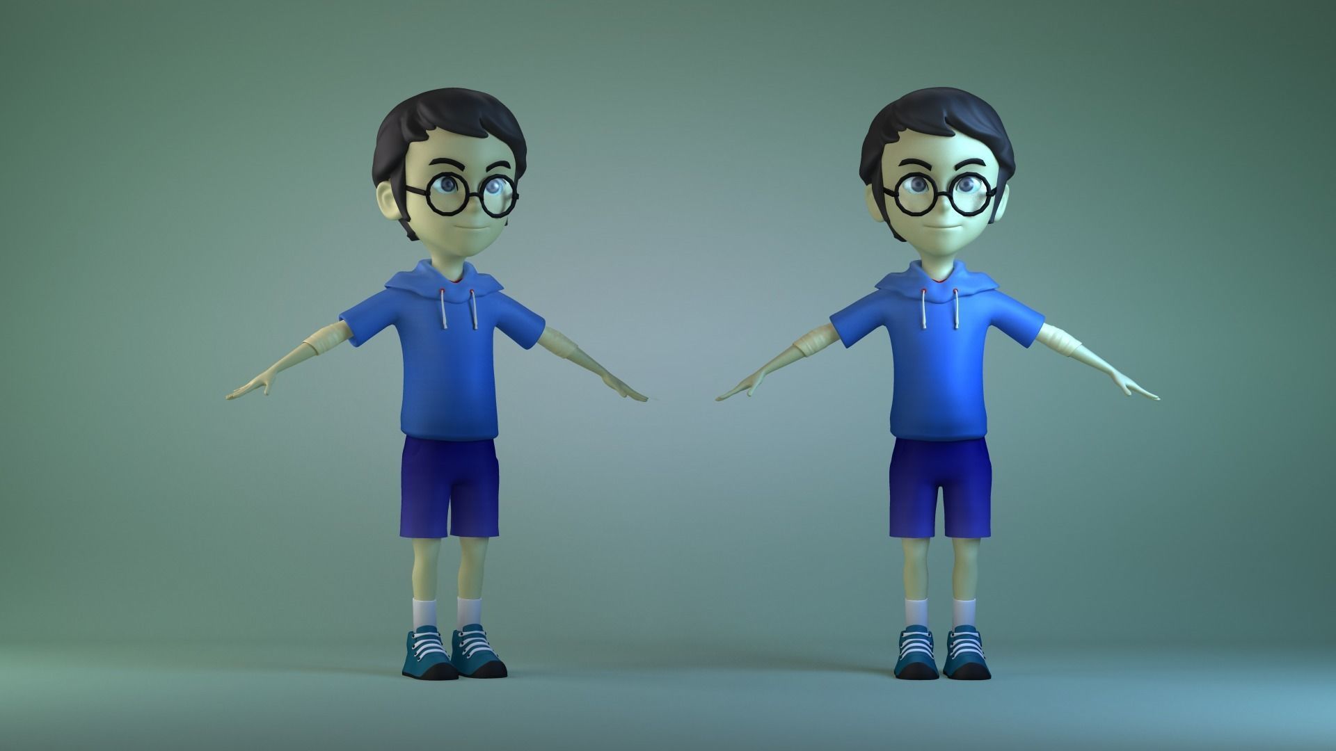 Animated characters schoolchildren little boys 3D model_4