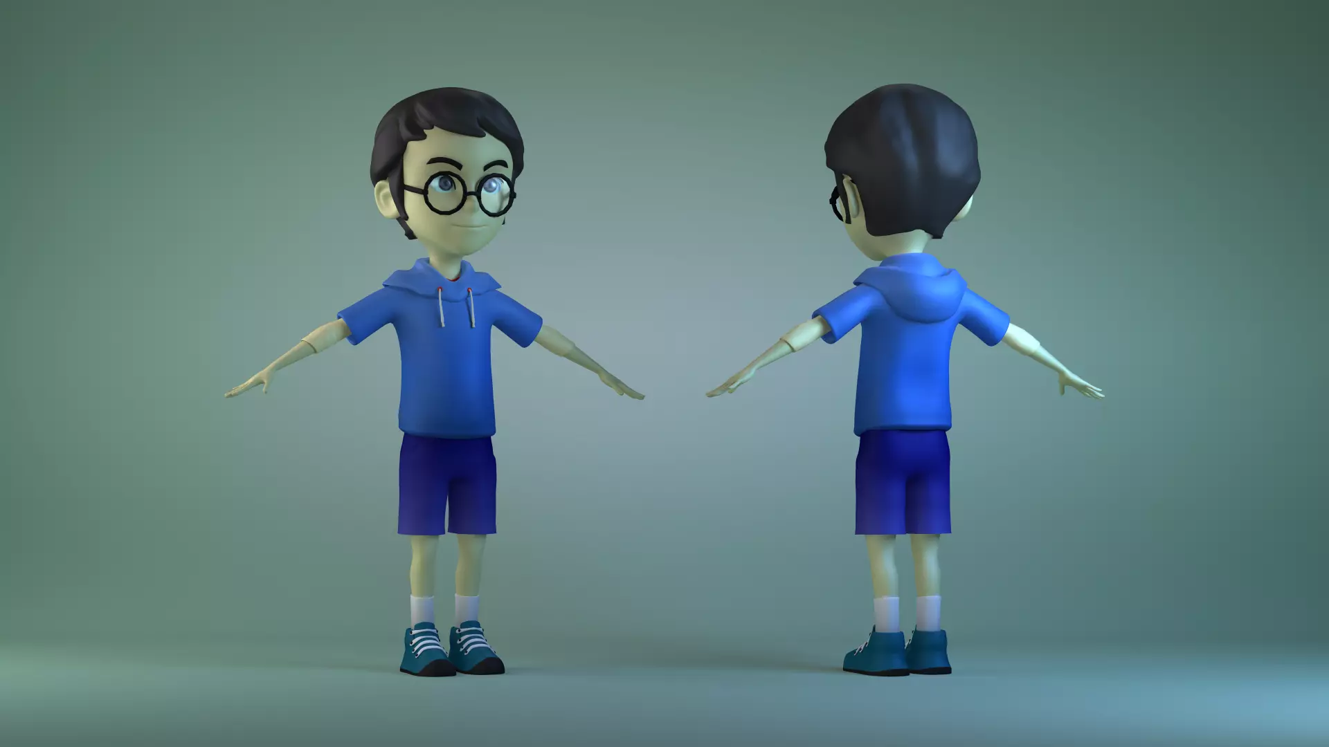 Animated characters schoolchildren little boys 3D model_0