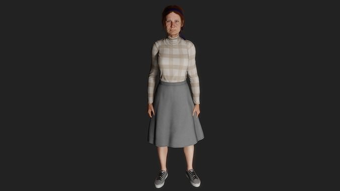 Woman looking older than her age 3D model