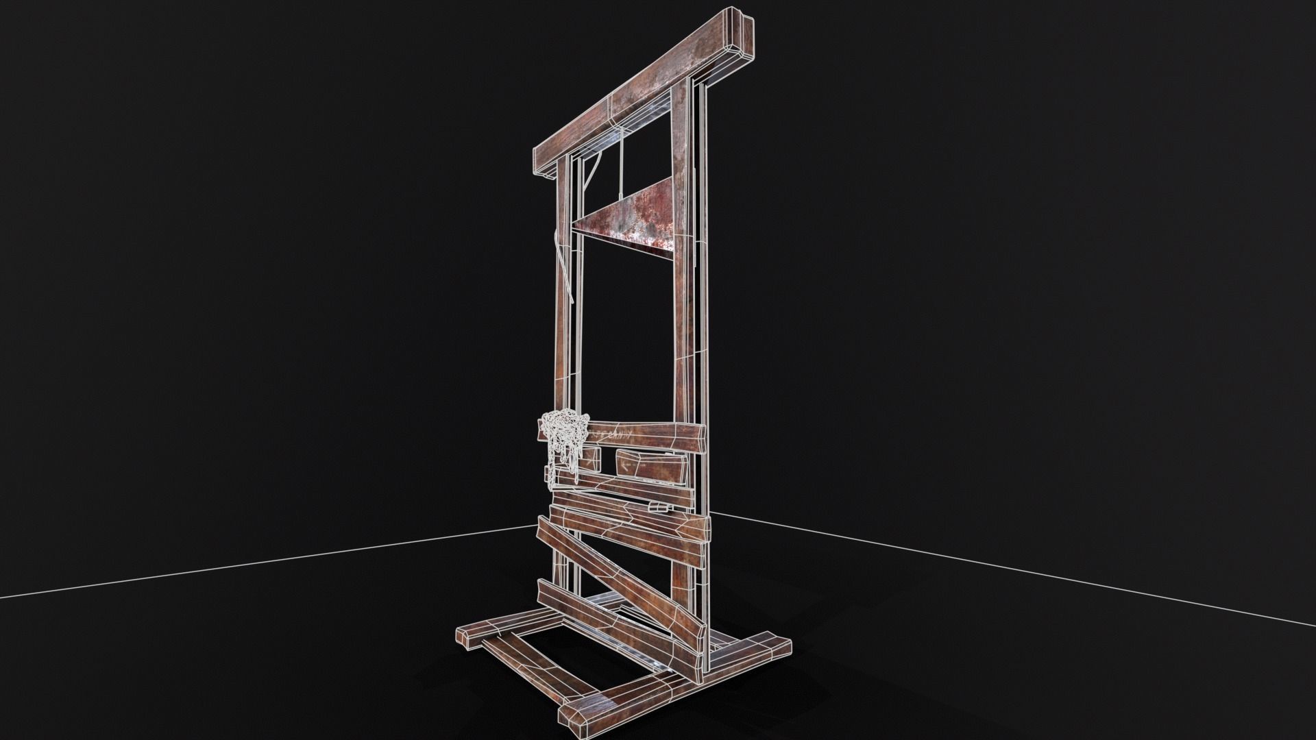Bloody Halloween Guillotine Low-poly 3D model_7