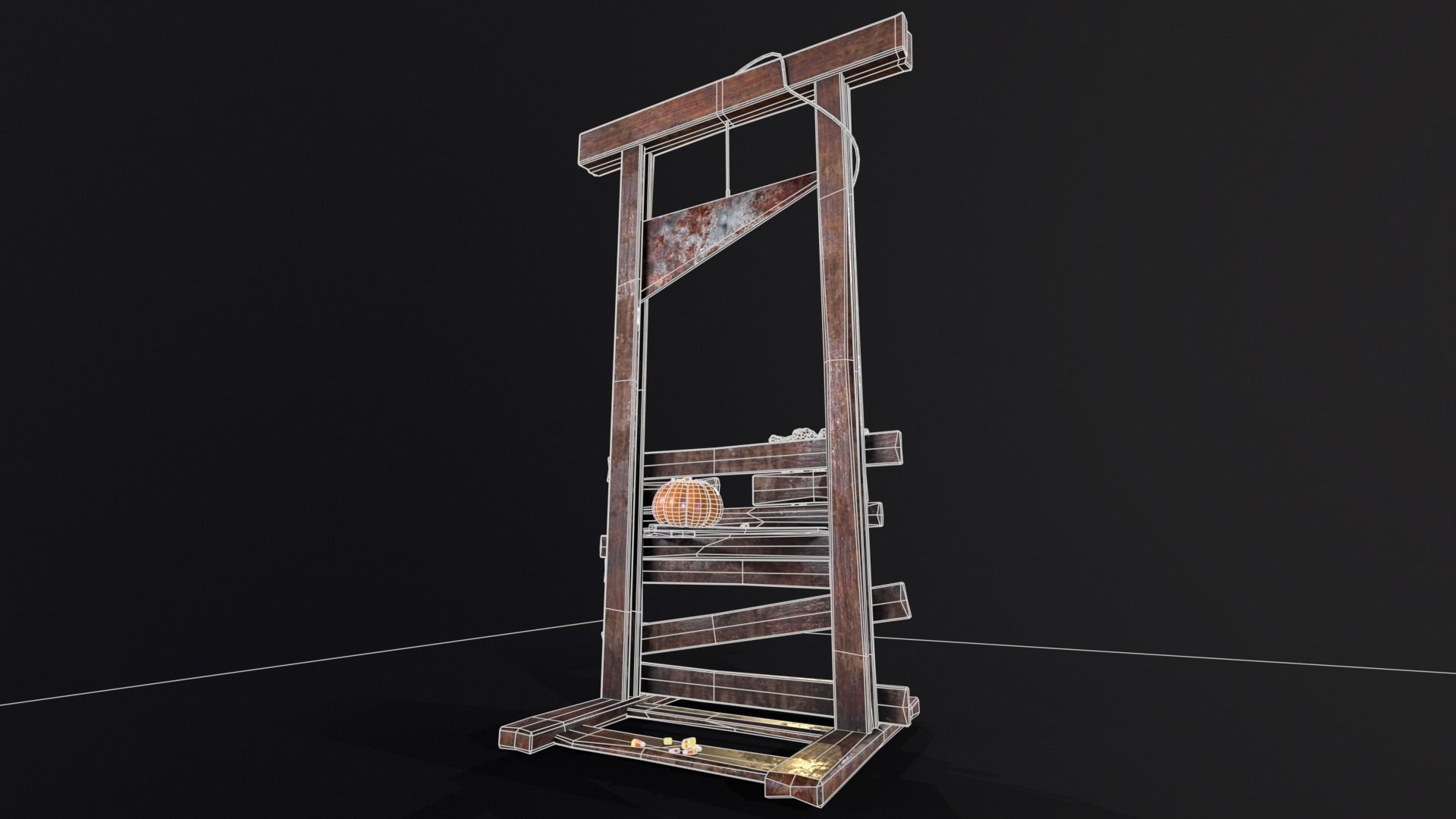 Bloody Halloween Guillotine Low-poly 3D model_15