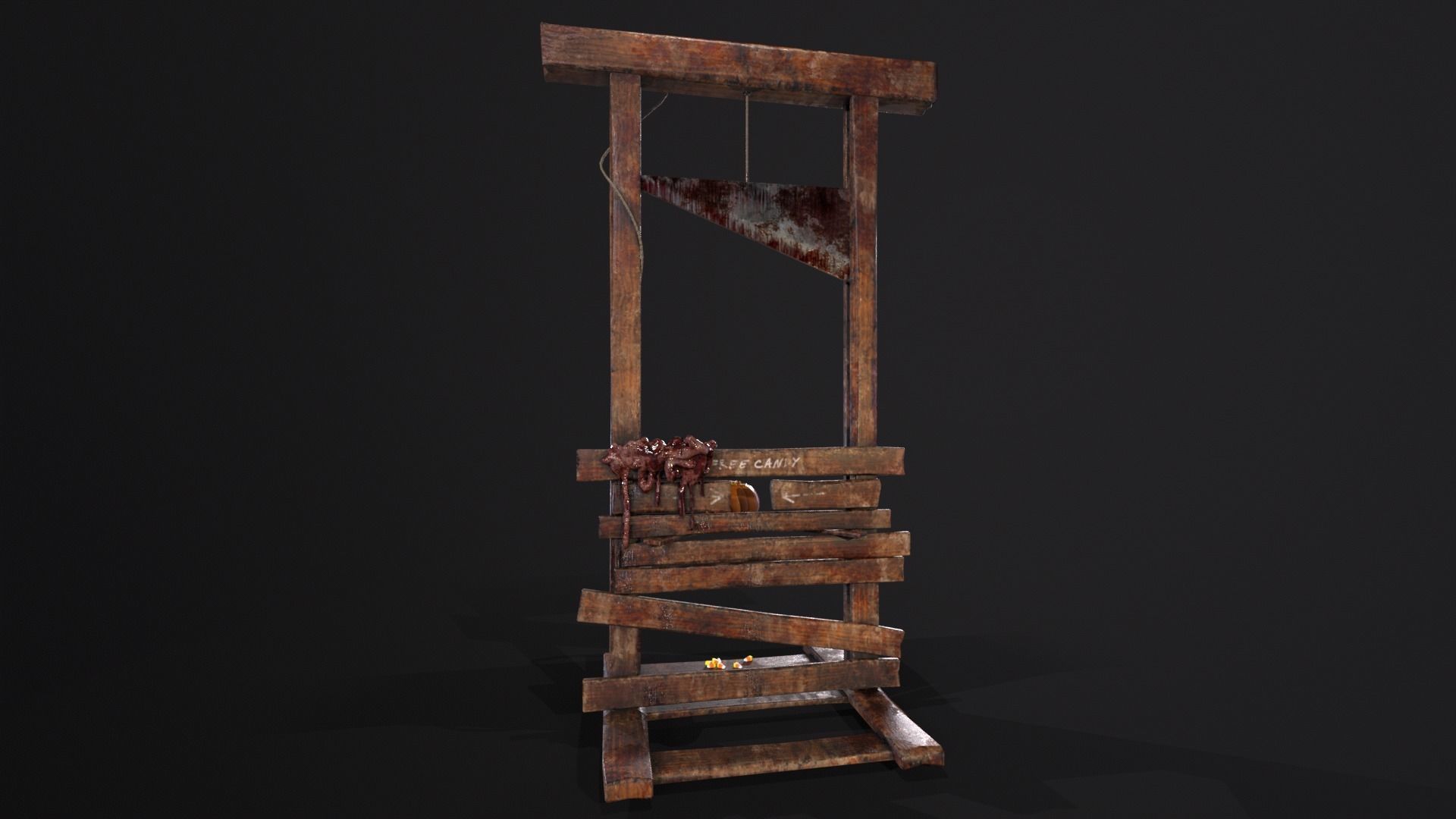 Bloody Halloween Guillotine Low-poly 3D model_2