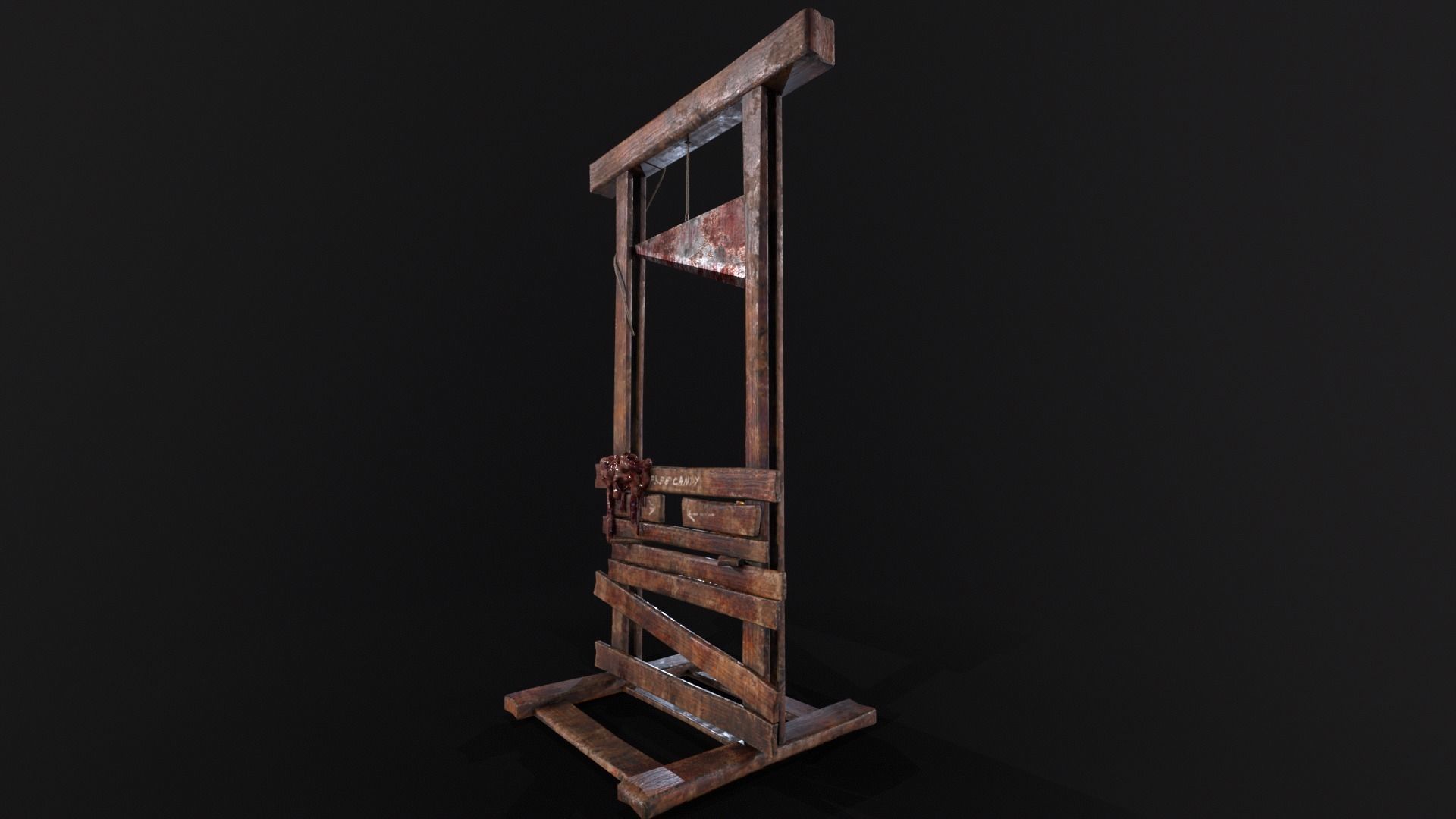 Bloody Halloween Guillotine Low-poly 3D model_6