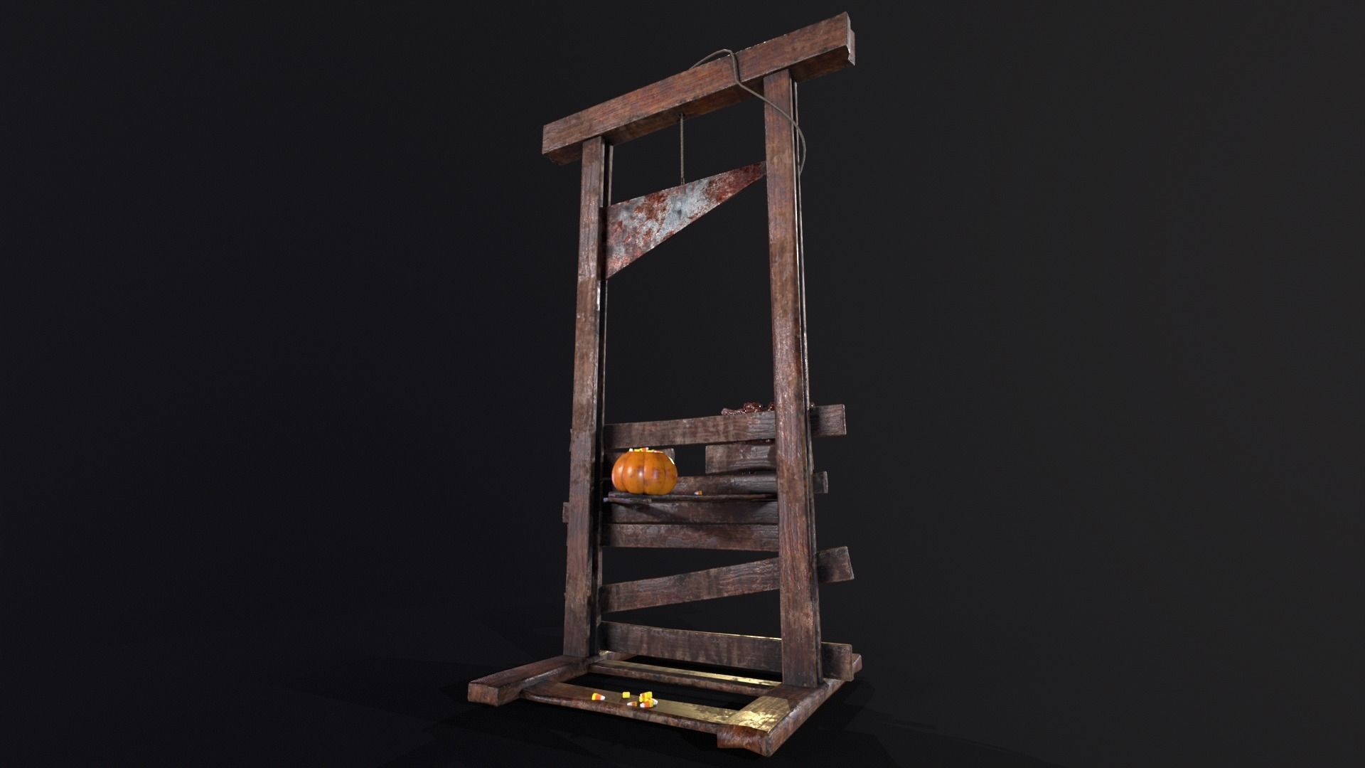 Bloody Halloween Guillotine Low-poly 3D model_14