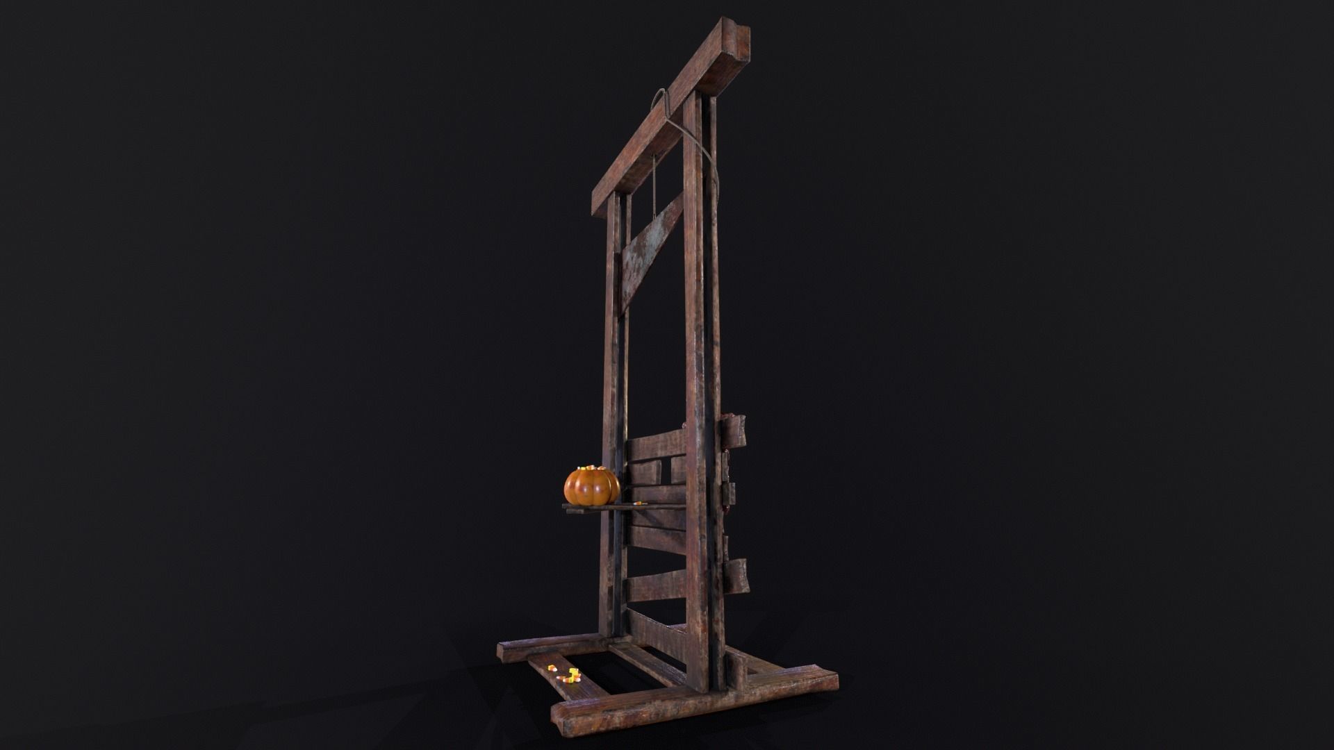 Bloody Halloween Guillotine Low-poly 3D model_16