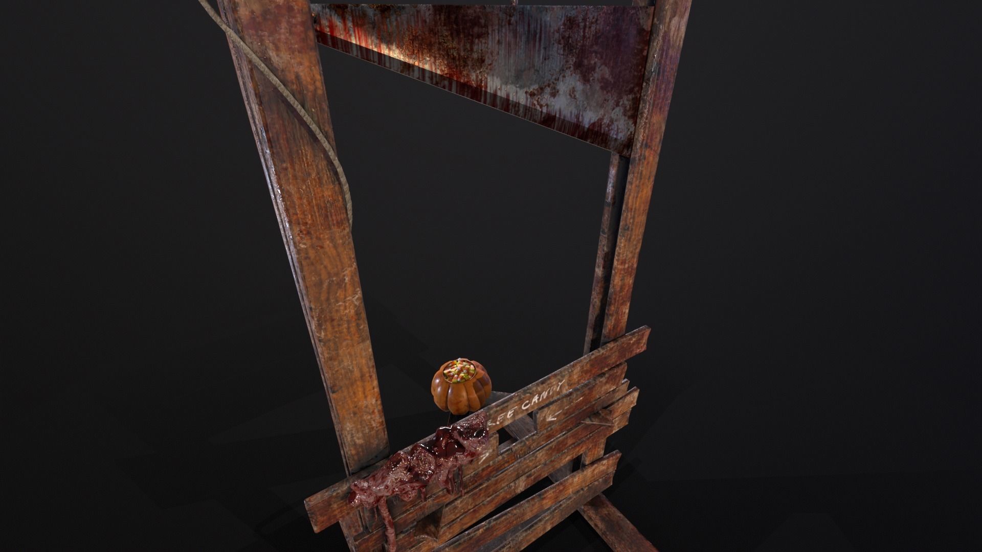 Bloody Halloween Guillotine Low-poly 3D model_26